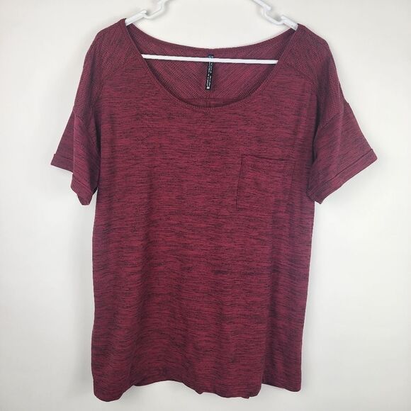 Kuhl Tops - KUHL WOMENS MEDIUM SHORT SLEEVE SCOOP NECK HEATHERED SHIRT POCKET TEE MAROON RED